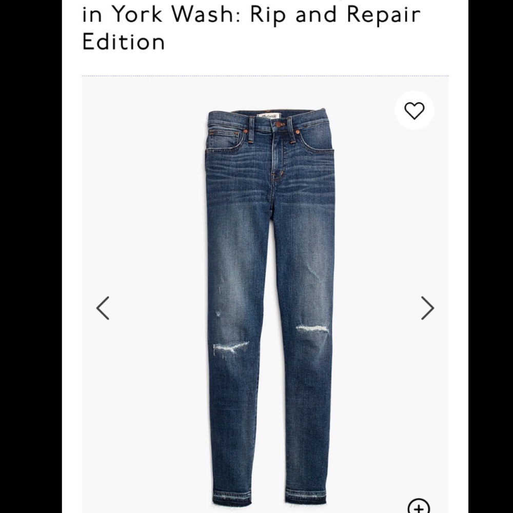 ✅SOLD✅Madewell Jeans 9" Mid Rise Skinny Jeans